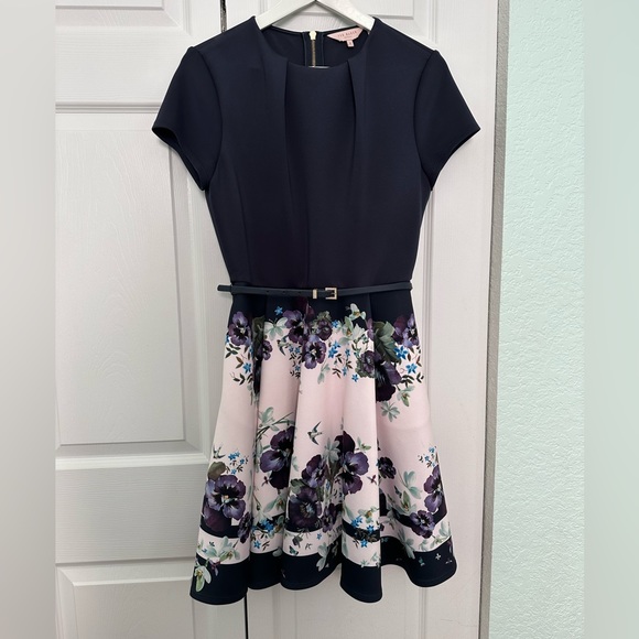Ted Baker Dresses & Skirts - Ted Baker Ruffley floral Navy Dress